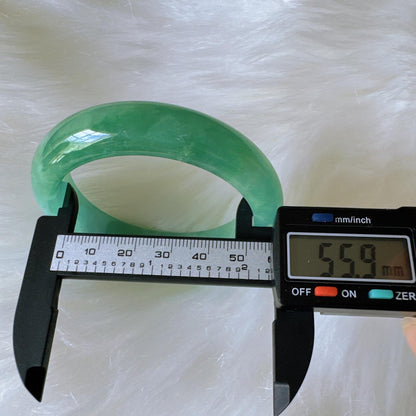 Earthveil - Spinach Green Wide Burma Jade Bangle Bracelet