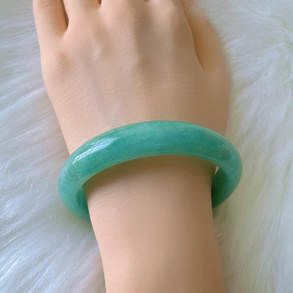 Earthveil - Bluish Green Burma Jade Jadeite Bangle Bracelet