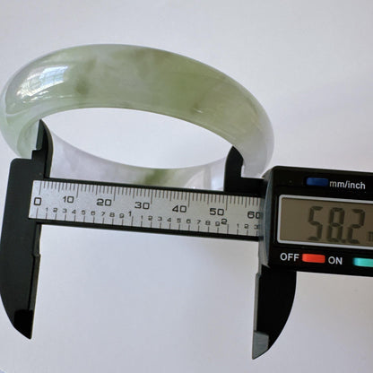 Earthveil - Artisan Light Green Unique Jade Bangle Bracelet