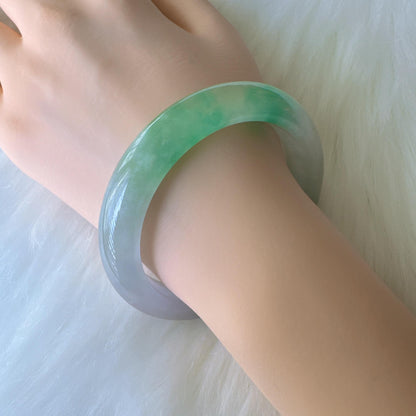 Earthveil - Bright Green with Soft Purple Burma Jade Bangle