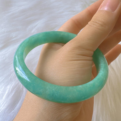 Earthveil - Bluish Green Burma Jade Jadeite Bangle Bracelet