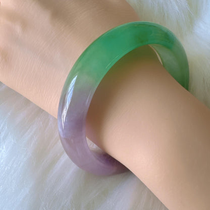 Earthveil - Purple and Green Wide Burma Jade Bangle Bracelet