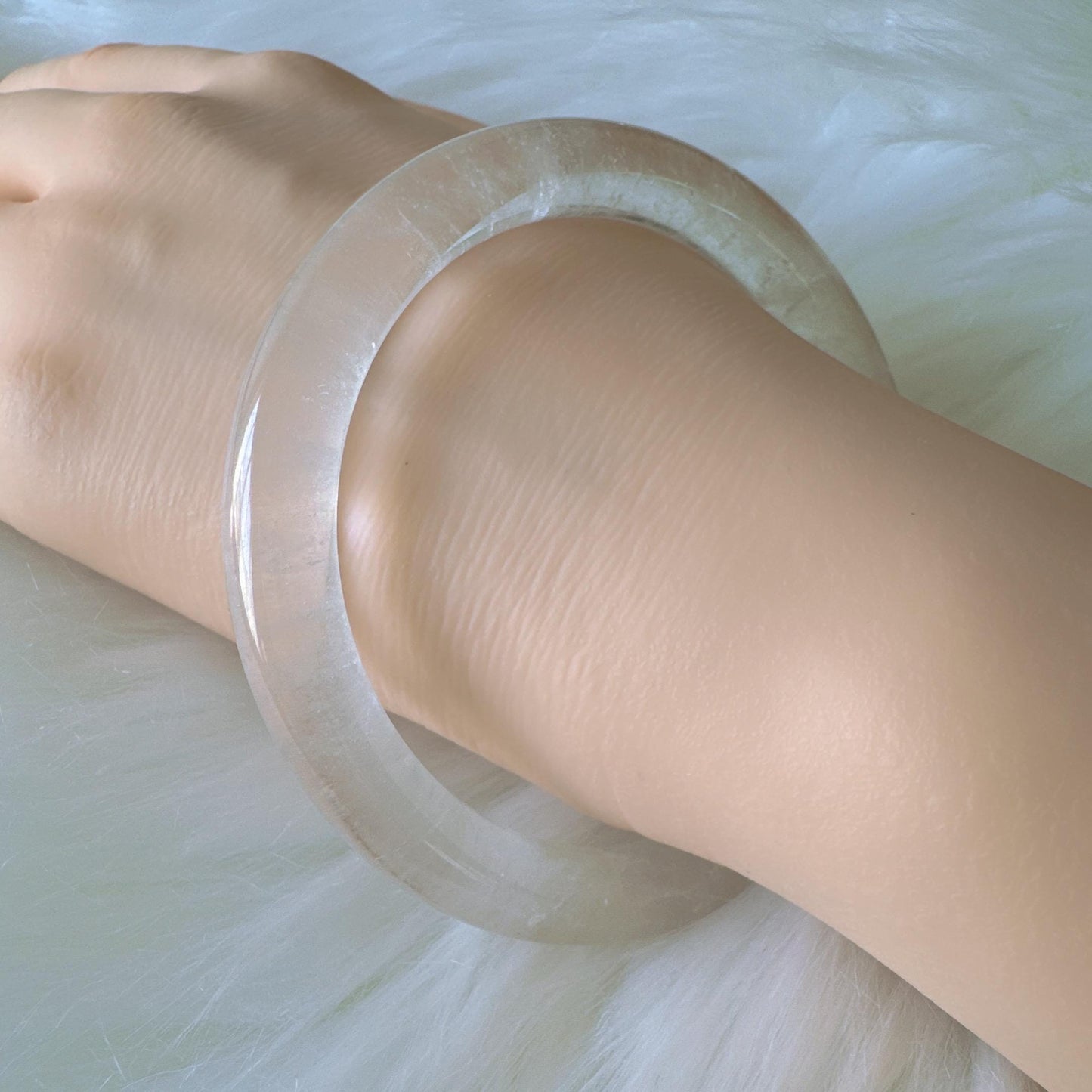 Purelight - – High Clarity White Phantom Quartz Bangle, Ghost Quartz White Crystal Bangle