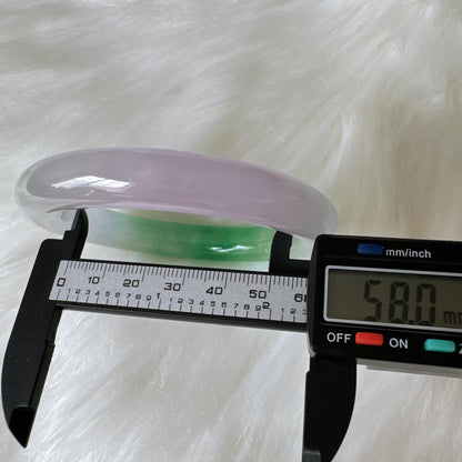 Earthveil - Round Shaped Purple and Green Burma Jade Bangle Bracelet