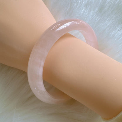 Heartglow - Blush Tone Rose Quartz Bangle, Pink Crystal Quartz Gemstone Bangle