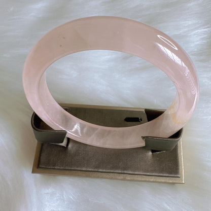 Heartglow - Aura Rose Quartz Bangle, Pink Crystal Quartz Gemstone Bangle