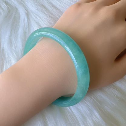 Earthveil - Bluish Green Burma Jade Jadeite Bangle Bracelet