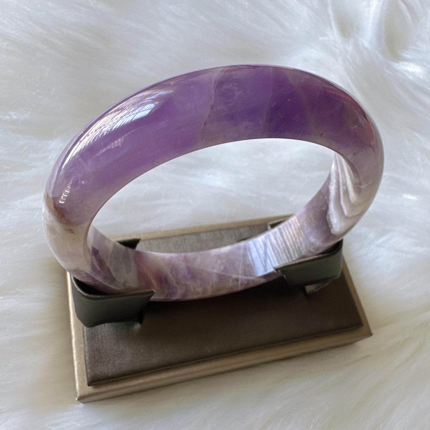 Dreamveil – Lavender Amethyst Gemstone Bangle, Purple Crystal Quartz Gemstone Bangle