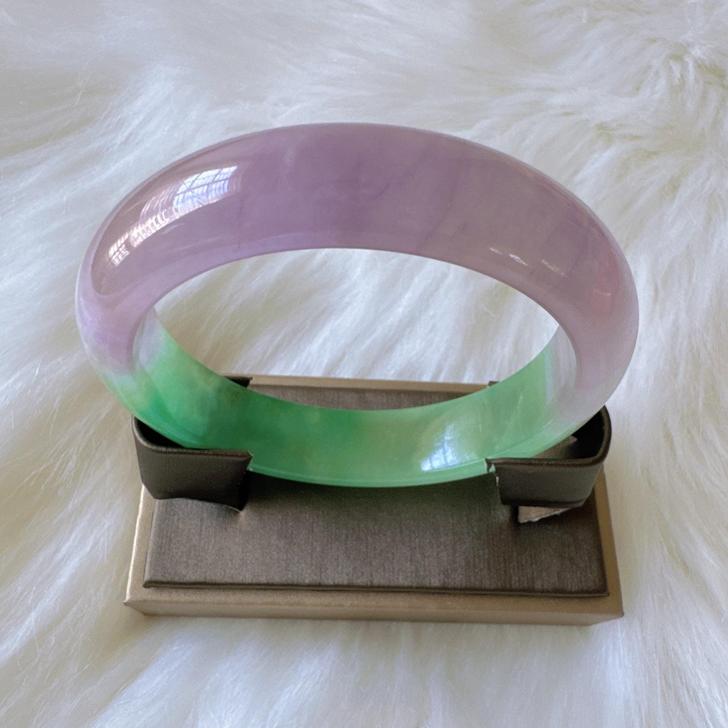 Earthveil - Purple and Green Wide Burma Jade Bangle Bracelet