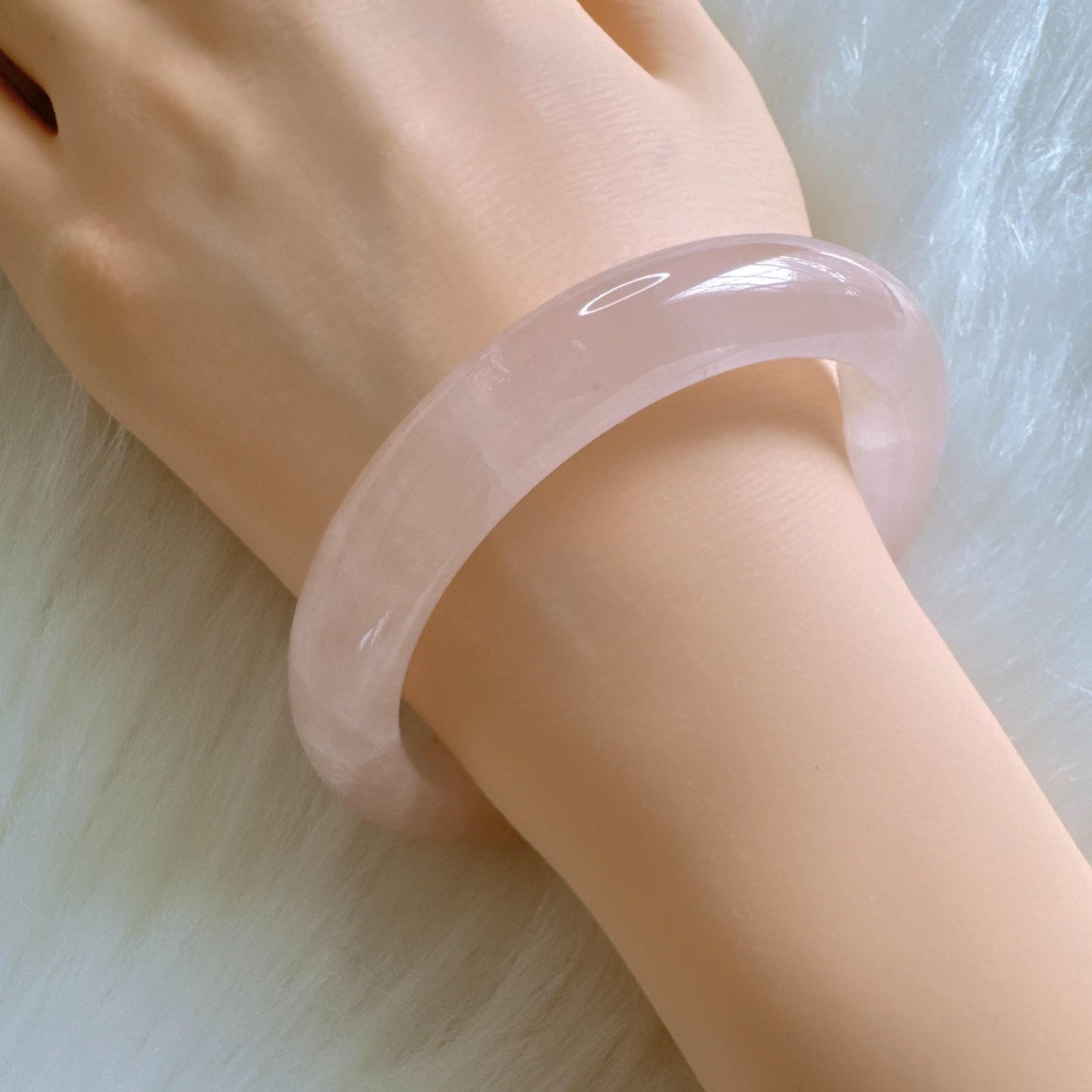 Heartglow - Love Rose Quartz Bangle, Pink Crystal Quartz Gemstone Bangle