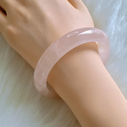 Heartglow - Love Rose Quartz Bangle, Pink Crystal Quartz Gemstone Bangle
