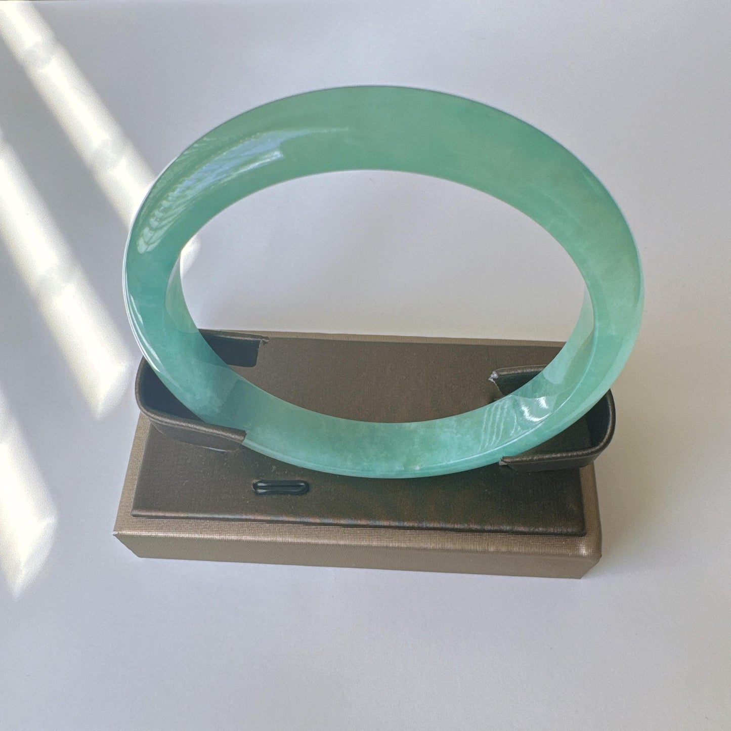Earthveil - Bluish Green Burma Jade Jadeite Bangle Bracelet
