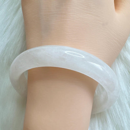 Purelight - White Phantom Quartz Gemstone Bangle, Ghost Quartz White Crystal Bangle