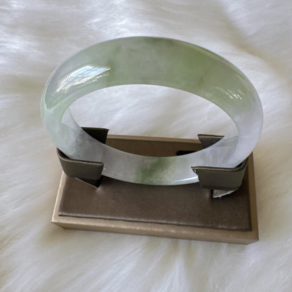 Earthveil - Artisan Light Green Unique Jade Bangle Bracelet