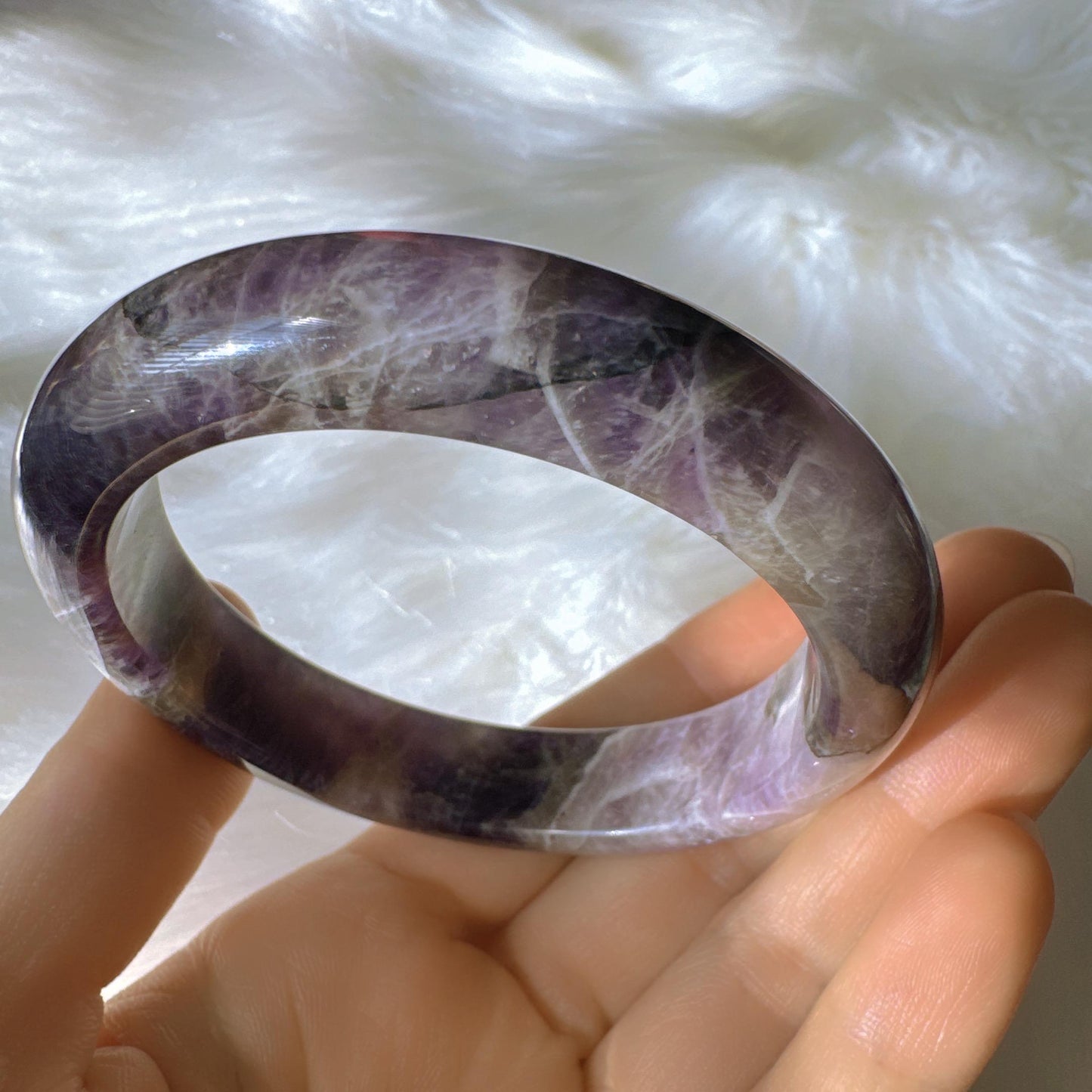 Dreamveil – Natural Amethyst Gemstone Bangle, Purple Crystal Quartz Gemstone Bangle