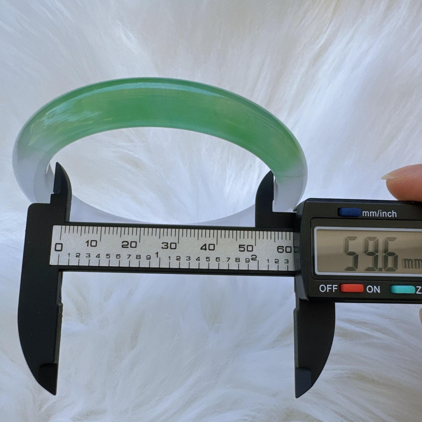 Earthveil - Green with White Slim Burma Jade Jadeite Bangle Bracelet