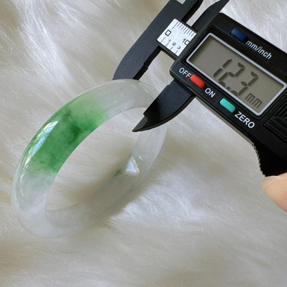 Earthveil - Green and White Jade Jadeite Bangle