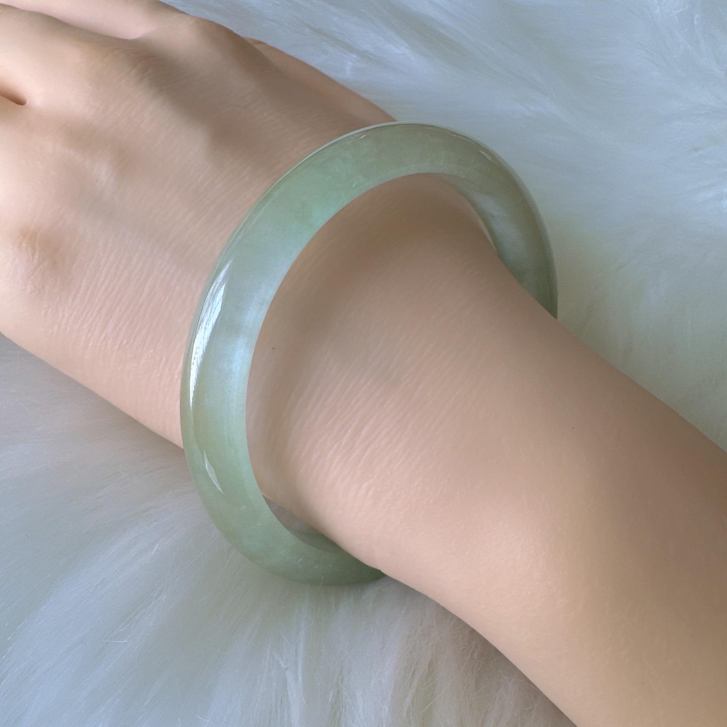 Earthveil - Apple Green Slim Jade Bangle Bracelet, Jadeite Gemstone Bangle