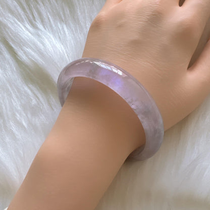 Earthveil - Soft Pink and Gray Tone Jade Jadeite Bangle Bracele