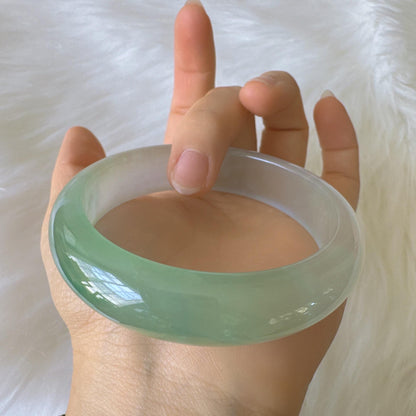 Earthveil - Olive Green Wide Burma Jade Jadeite Bangle Bracelet
