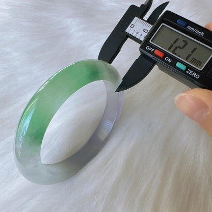 Earthveil - Bright Green with Soft Purple Burma Jade Bangle