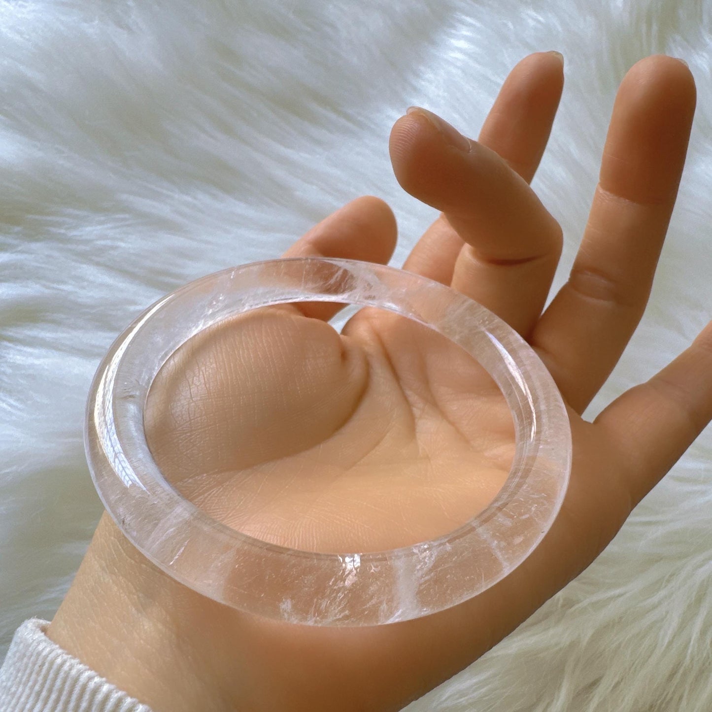 Purelight - – High Clarity White Phantom Quartz Bangle, Ghost Quartz White Crystal Bangle