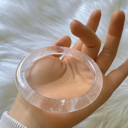 Purelight - – High Clarity White Phantom Quartz Bangle, Ghost Quartz White Crystal Bangle
