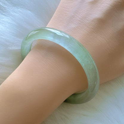 Earthveil - Apple Green Slim Jade Bangle Bracelet, Jadeite Gemstone Bangle