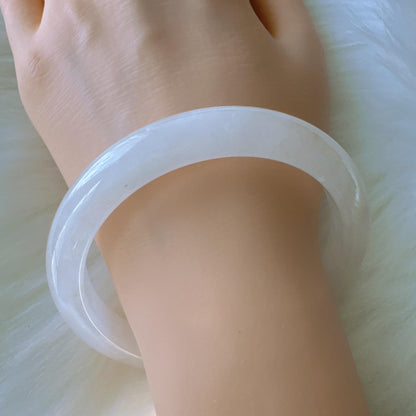 Purelight - Moonlight White Phantom Quartz Gemstone Bangle, Ghost Quartz White Crystal Bangle