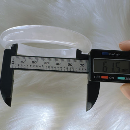 Purelight - Moonlight White Phantom Quartz Gemstone Bangle, Ghost Quartz White Crystal Bangle