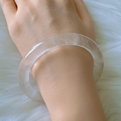 Purelight - – High Clarity White Phantom Quartz Bangle, Ghost Quartz White Crystal Bangle